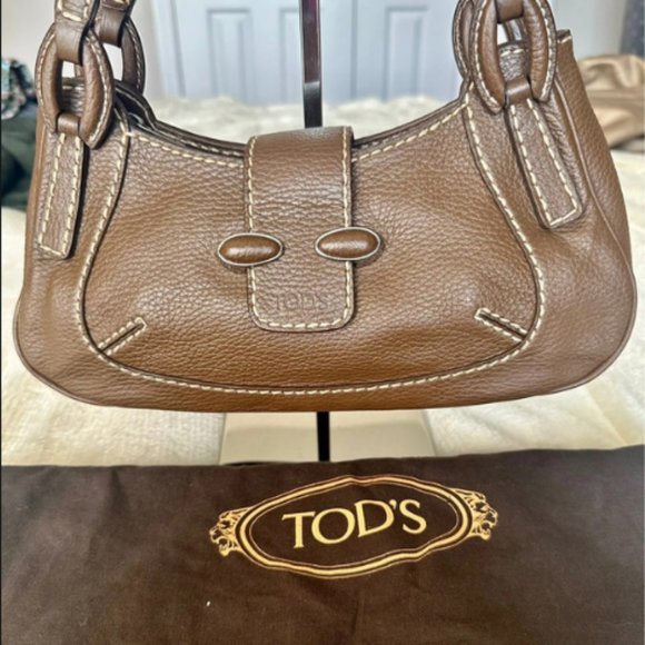 Sac Bandoulière Tod's Authentique En Cuir - Orange - Taille Moyenne - Vintage Occasion Bon état